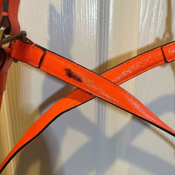 Theyskens Theory Flap Shoulder/crossbody Bag neon orange leather & khaki fabric - Picture 15 of 16